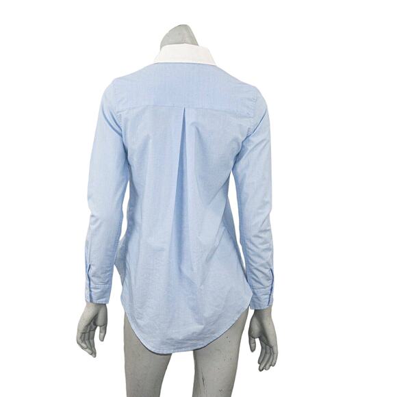 Jonathan Simkhai Women's Hi low Cropped front Oxford Shirt in Blue size Small - Picture 6 of 9
